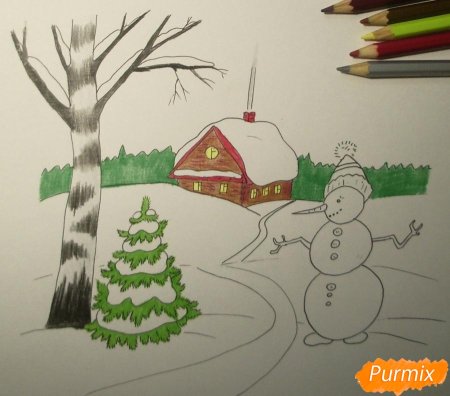 Зима рисунок