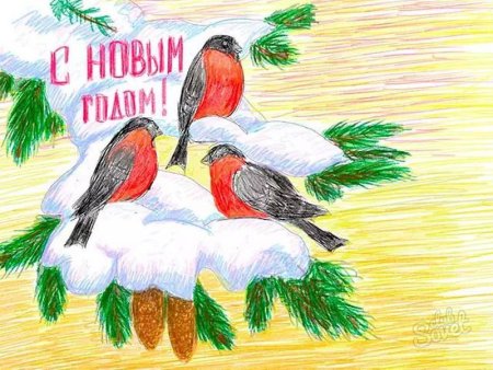 Зимний пейзаж карандашом для детей