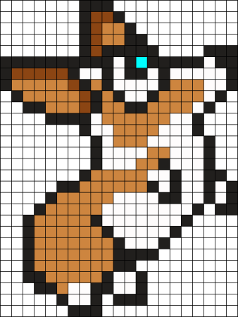 Корги по клеточкам в тетради легкие