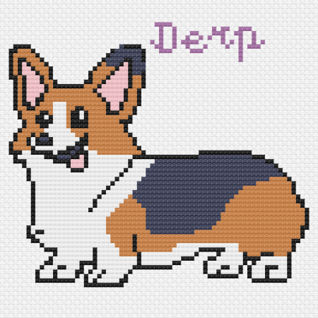 Маленький корги крестиком вышивка