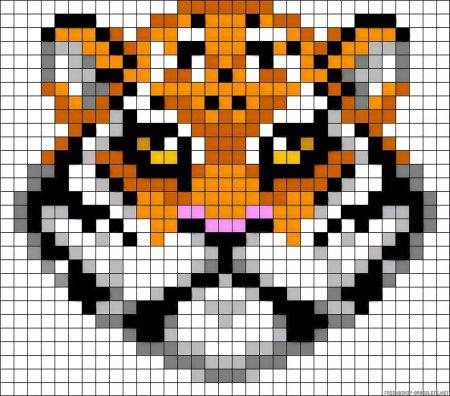 Рисунки по клеточкам тигр