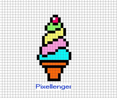 Фрукты по клеточкам в тетради