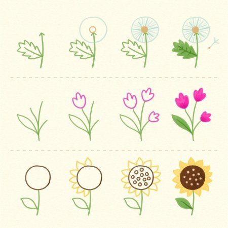 Поэтапное рисование цветов для детей