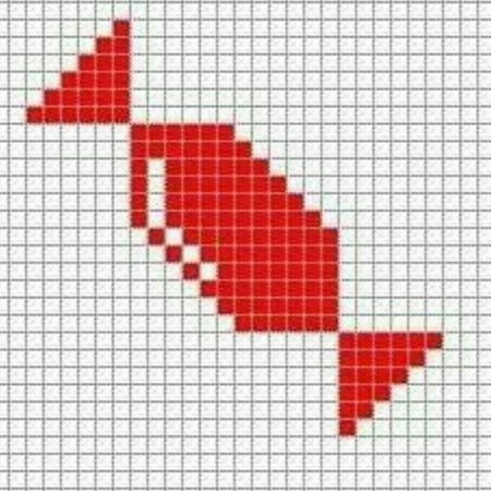 Конфета по клеточкам в тетради