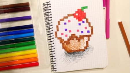 Рисование по клеточкам кекс