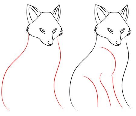 Лиса поэтапное рисование