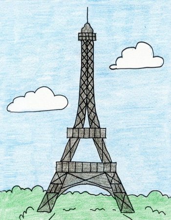 Рисунок Эйфелевой башни карандашом для детей