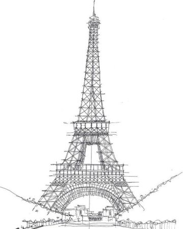 Эйфелева башня рисунок карандашом поэтапно