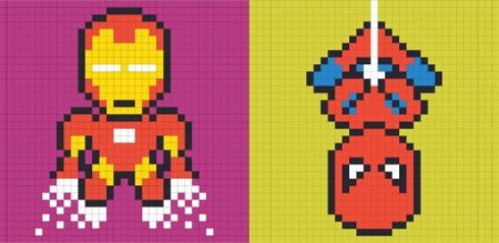 Рисунки в клеточку Супергерои