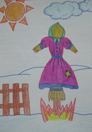 Масленица рисунок карандашом