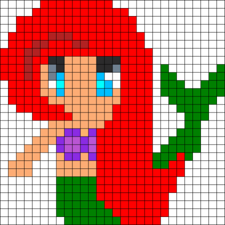 Русалочка по клеткам клеточкам