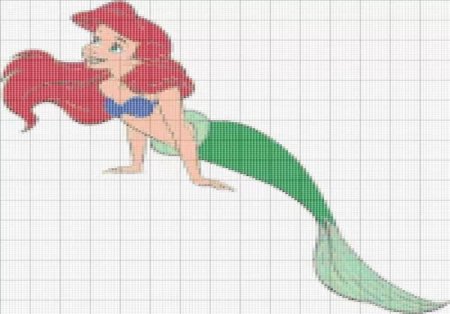 Рисование по клеточкам Русалочка