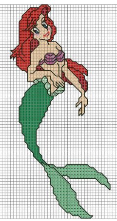 Рисование по клеточкам Русалка