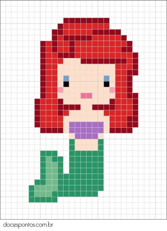 Русалочка Ариэль по клеточкам