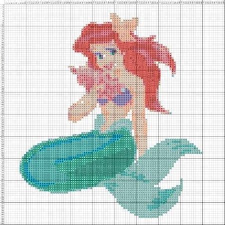 Вышивка Русалка монохром