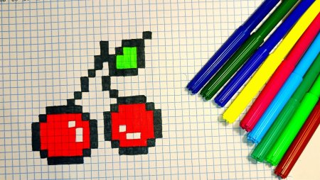 Как нарисовать вишенку по клеточкам