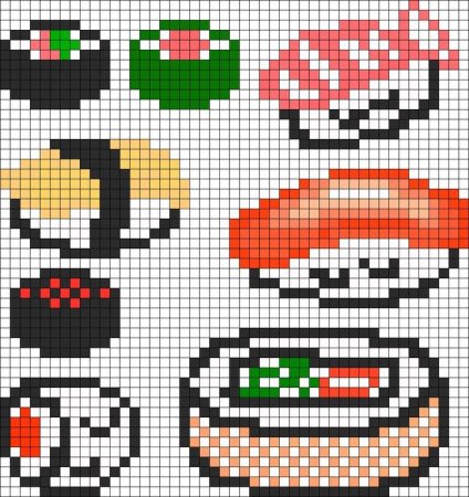 Рисунки по клеточкам лёгкие еда