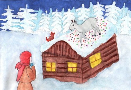 Рисунок к сказке Бажова серебряное копытце