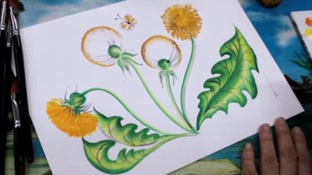 Одуванчики акварелью