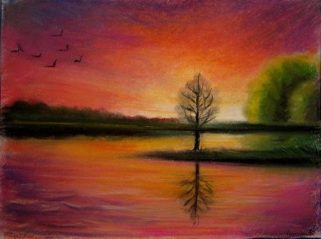 Простой пейзаж пастелью