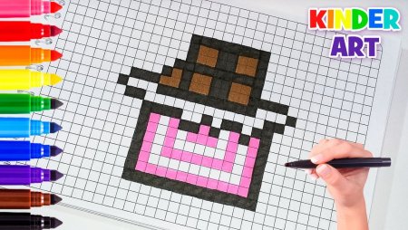 Рисунки маркером в клеточку