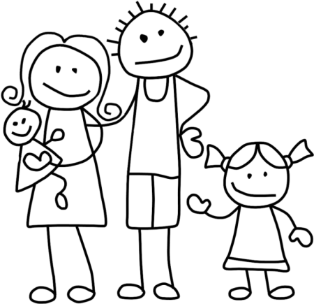 Раскраска семья из 4 человек