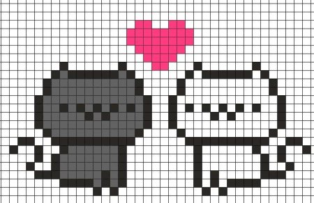 Котики по клеточкам в тетради