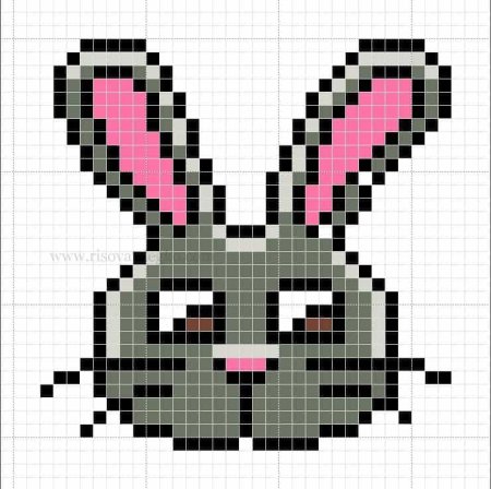 Рисунки по клеточкам кролик