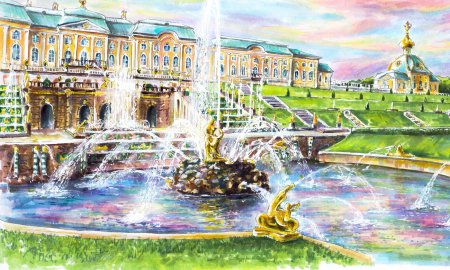 Петергоф дворец рисунок