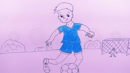 Рисунок детей играющих в футбол