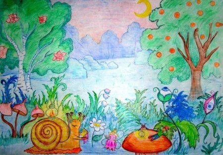 Фантастический пейзаж для детей легко