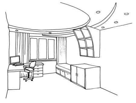 Рисование интерьера комнаты