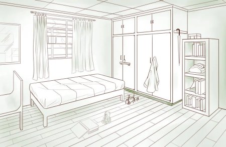 Комната подростка девочки карандашом