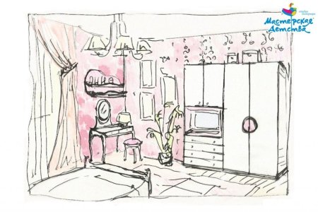 Интерьер детской комнаты чертеж