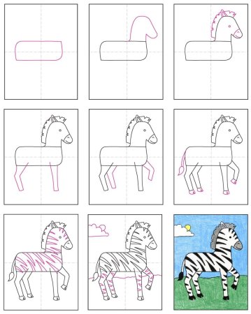Поэтапное рисование зебры для дошкольников