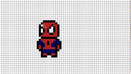 Рисование Спайдермена по клеткам