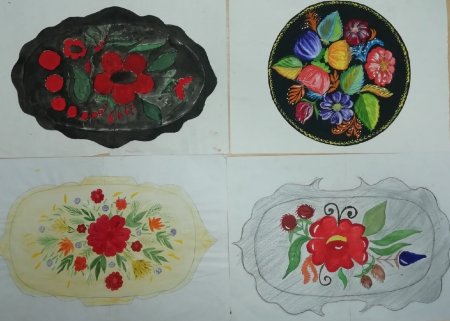 Жостовская роспись поднос 5 класс