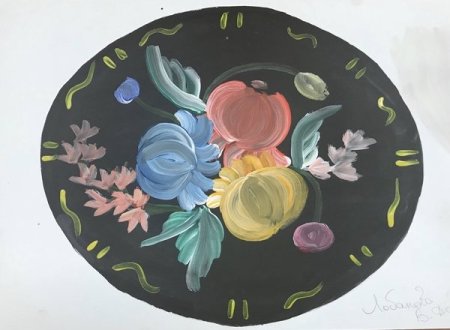 Жостовский поднос ребёнокрисунок