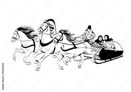 Тройка лошадей трафарет