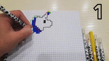 Рисунок лёгкий и красивый фломастером по клеткам