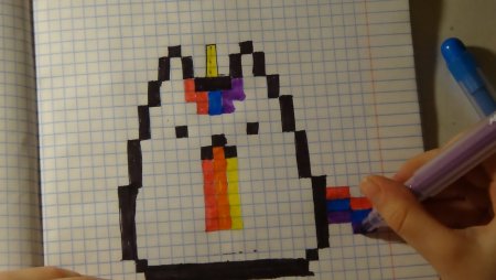 Рисунок по клеточкам кото Единорог