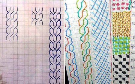 Узоры в клеточку в тетради