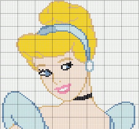 Рисование по клеточкам принцесса Анна