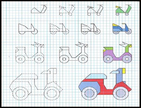 Рисунки по клеточкам машины