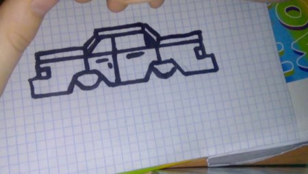 Машина по клеточкам в тетради