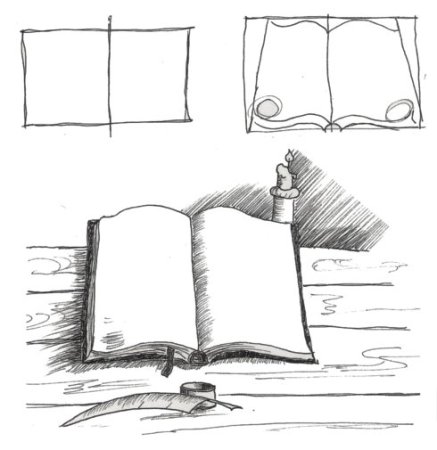 Поэтапное рисование книги