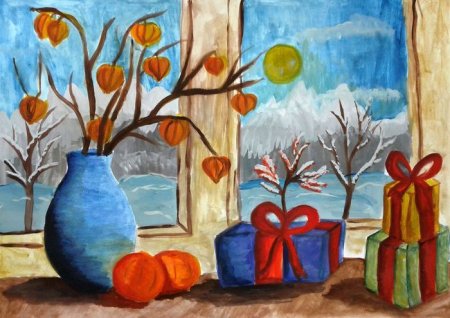 Зимний натюрморт для детей