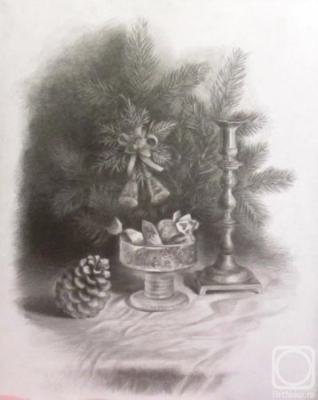 Новогодний натюрморт в графике