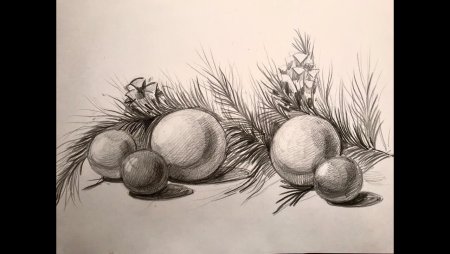 Новогодний натюрморт карандашом