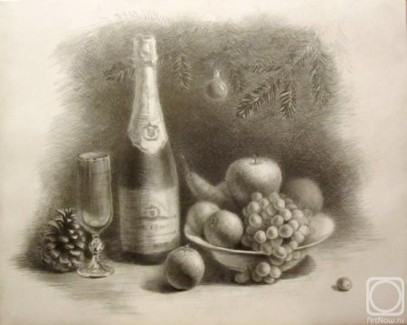Новогодний натюрморт карандашом